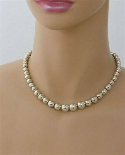 tiffany sterling silver beaded necklace